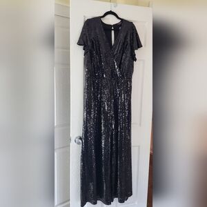 Lane Bryant Sequin Flutter-Sleeve Wide Leg Jumpsuit NWT